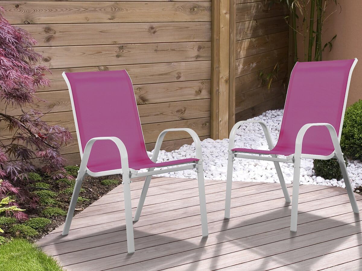 Habitat et Jardin Cordoba Fauteuil Jardin Textilène, Metal, Rose, Taille Unique