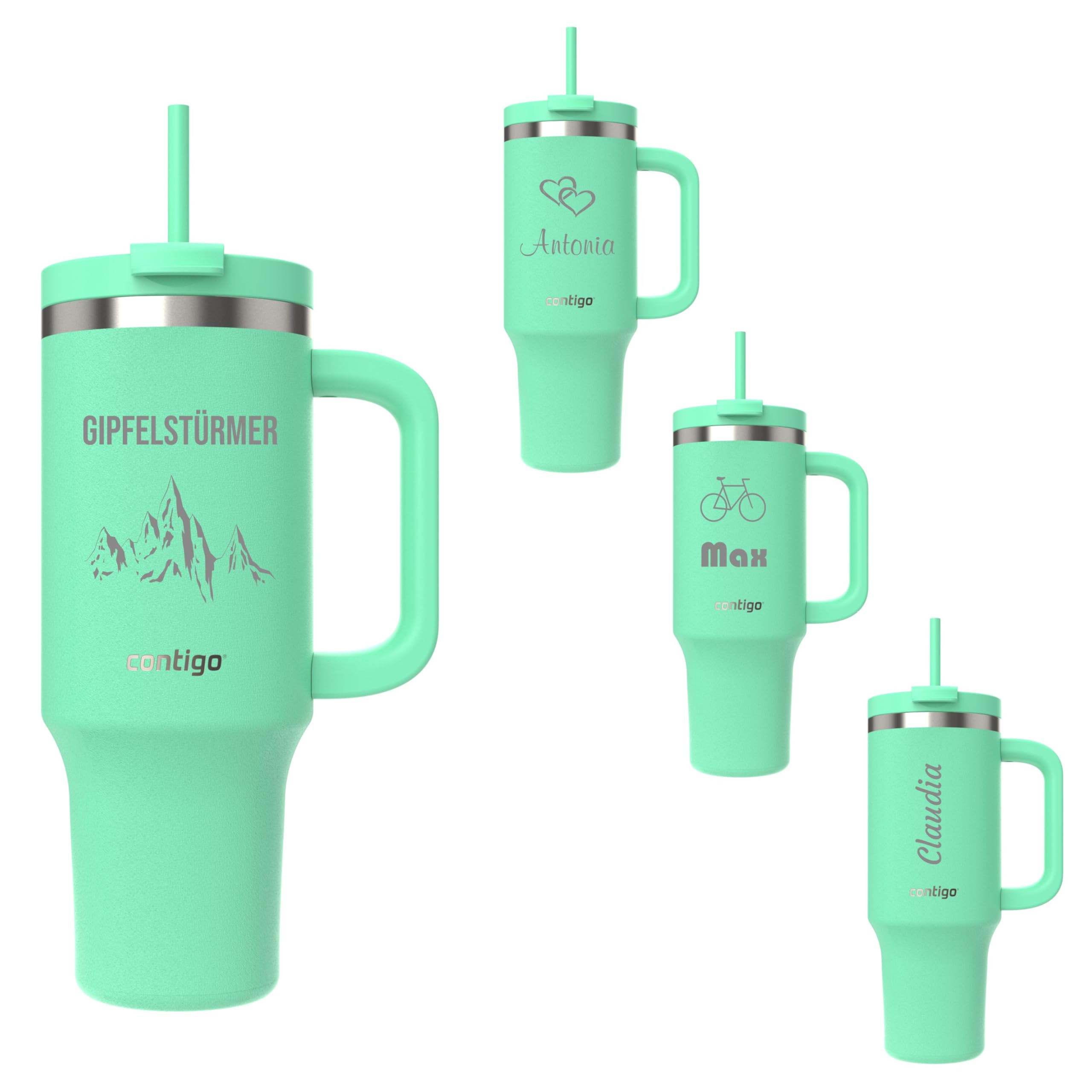 Vaso con pajita Contigo THERMALOCK Tumbler de 1200 ml con asa grabada y pajita | Botella térmica de acero inoxidable con tapa y aislamiento | Se enfría durante 29 horas | a prueba de fugas | Libre de