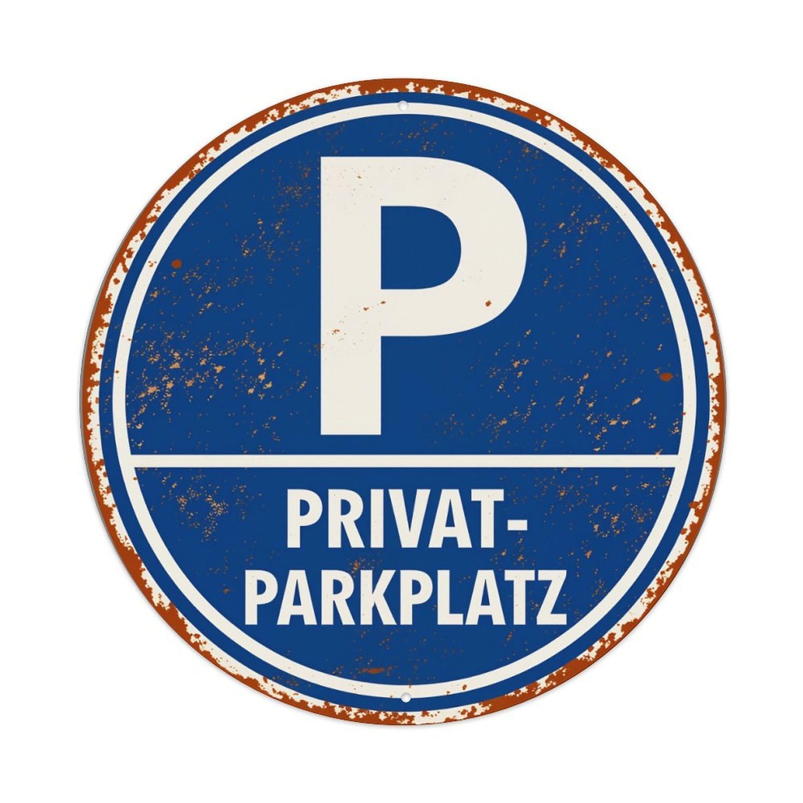 Blue Circle White P Private Parking Vintage Metal Tin Sign Retro Wall Decor for Home Bar Garage Cafe, Indoor & Outdoor Decorative，circle Metal Poster, 8x8 Inch
