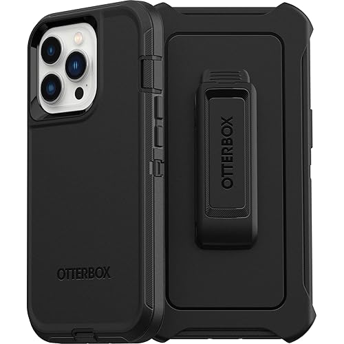 OtterBox iPhone 13 Pro (ONLY) Defender Series Case - Single Unit Ships in Polybag, Ideal for Business Customers - BLACK, rugged & durable, with port protection, includes holster clip kickstand