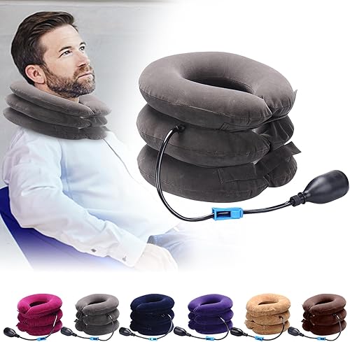Dispositivo portátil de tracción cervical para uso en descompresión de cuello, tractor cervical doméstico inflable ajustable, soporte de cuello de