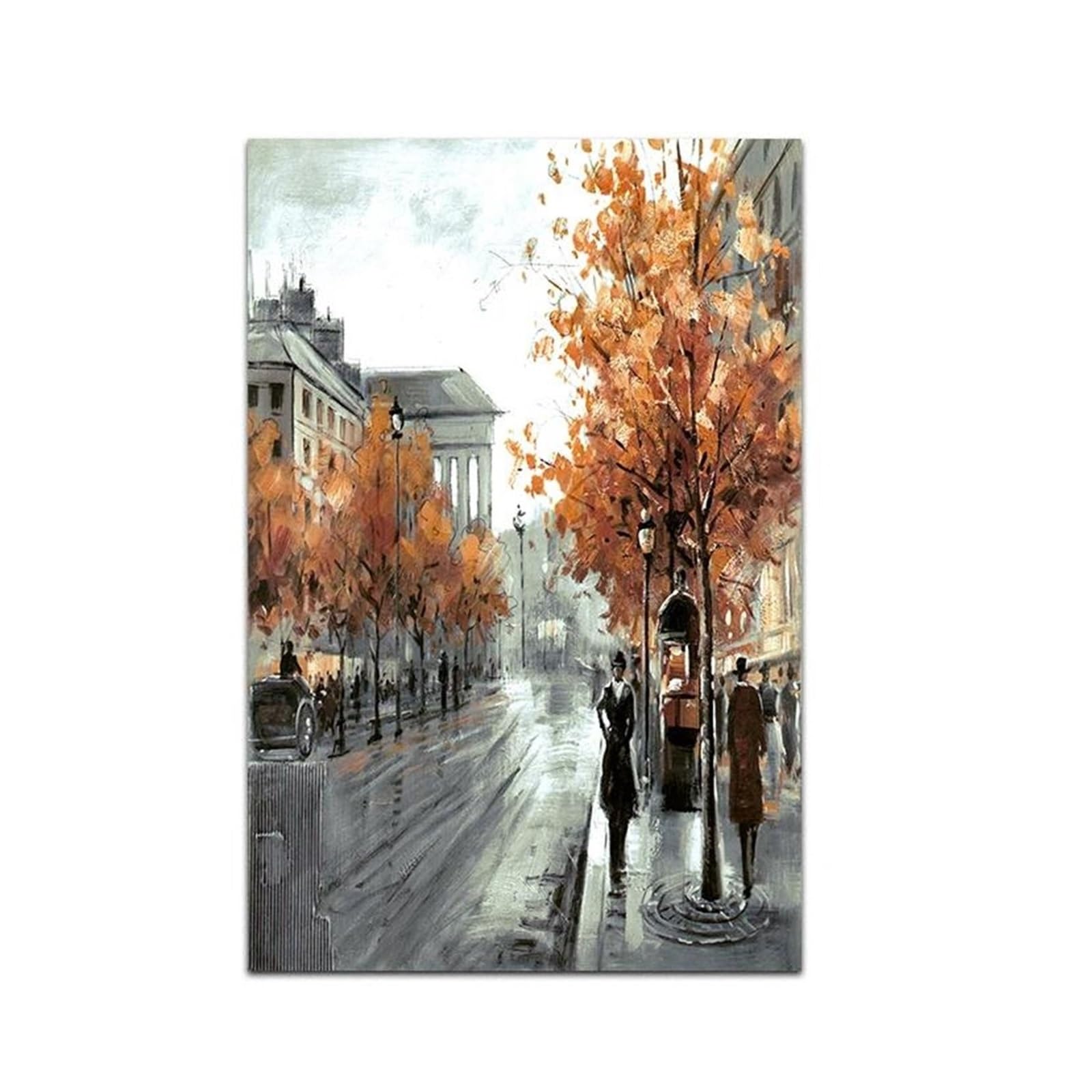 Tableau déco nature vintage rue de ville en toile abstraite pour salon 30x45cm