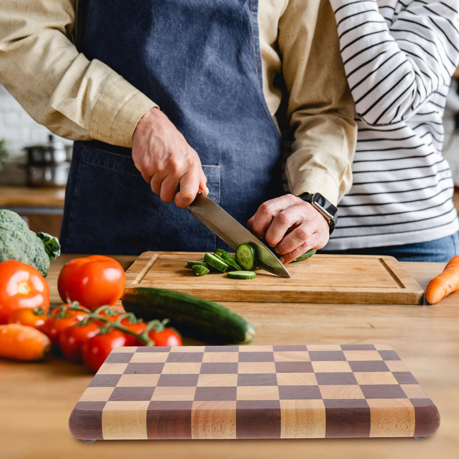VILLCASE Tabla de Cortar Pequeña de Madera de Acacia para Carne y Fruta