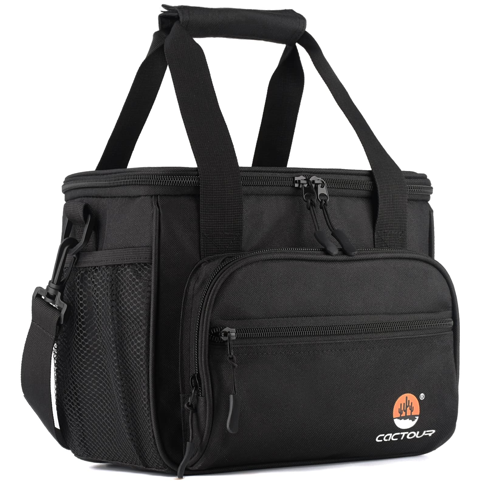 Lunch Bag for Men - Insulated Mens Lunchbox for Work Office Picnic 12-Can (8L) Collapsible & Leakproof Cooler Bag with Adjustable Shoulder Strap for Adults (Black)