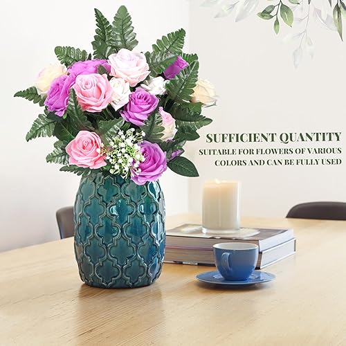 Miniatura 10 de Yunlly 100 piezas de hojas de helecho verde de seda artificial, tallos de vegetación artificiales, hojas de helecho artificiales falsas, planta de