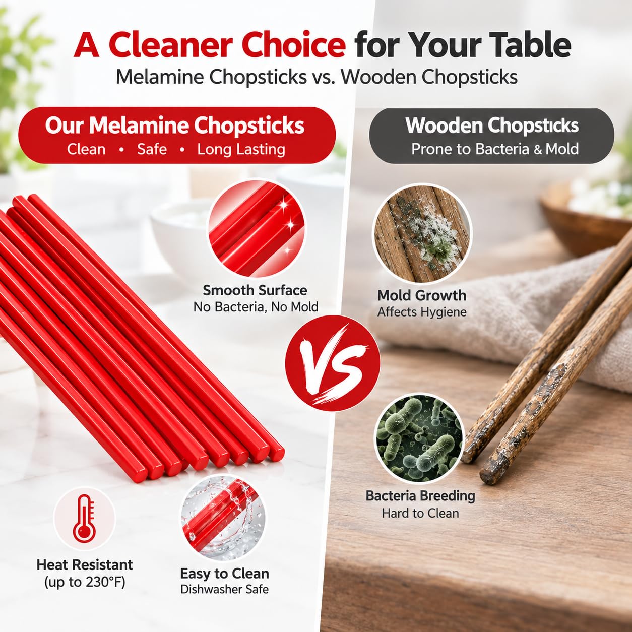 Melamine Chopsticks - Dishwasher Safe & Non-Slip -3