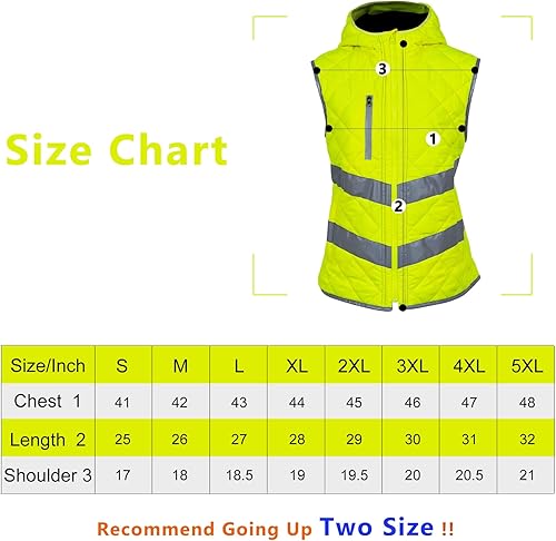 Miniatura 2 de Chaleco de seguridad para mujer, reflectante, de alta visibilidad, con bolsillos y cremallera, ANSI Clase 3 Hi Vis, chaleco de trabajo de invierno