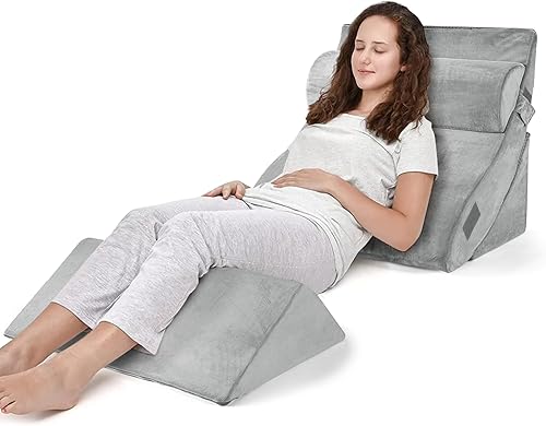 Juego de 4 almohadas de cuña ajustables para dormir, almohada de espuma poscirugía para aliviar el dolor corporal, espalda y piernas, almohada de