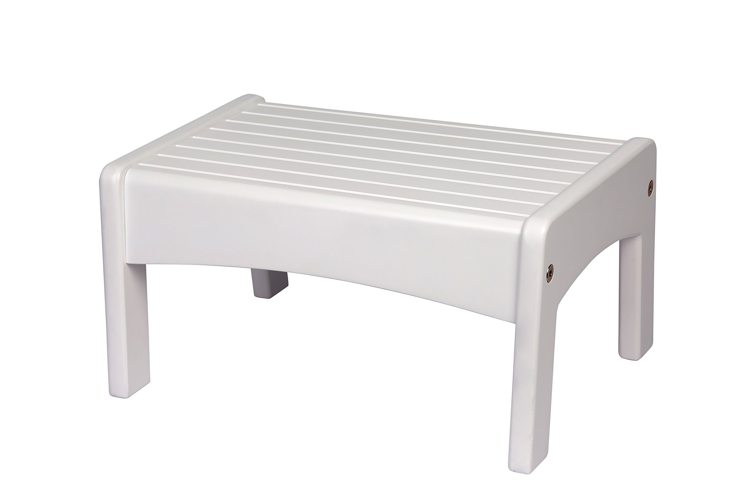 Wildkin Slatted Wooden Step Stool for Kids and Adults, Measures 14 x 9.5 x 7 Inches, Ideal for Kitchen or Bathroom Use, Skid-Proof Design Suitable for Individuals Up to 200lbs, BPA-free (White)