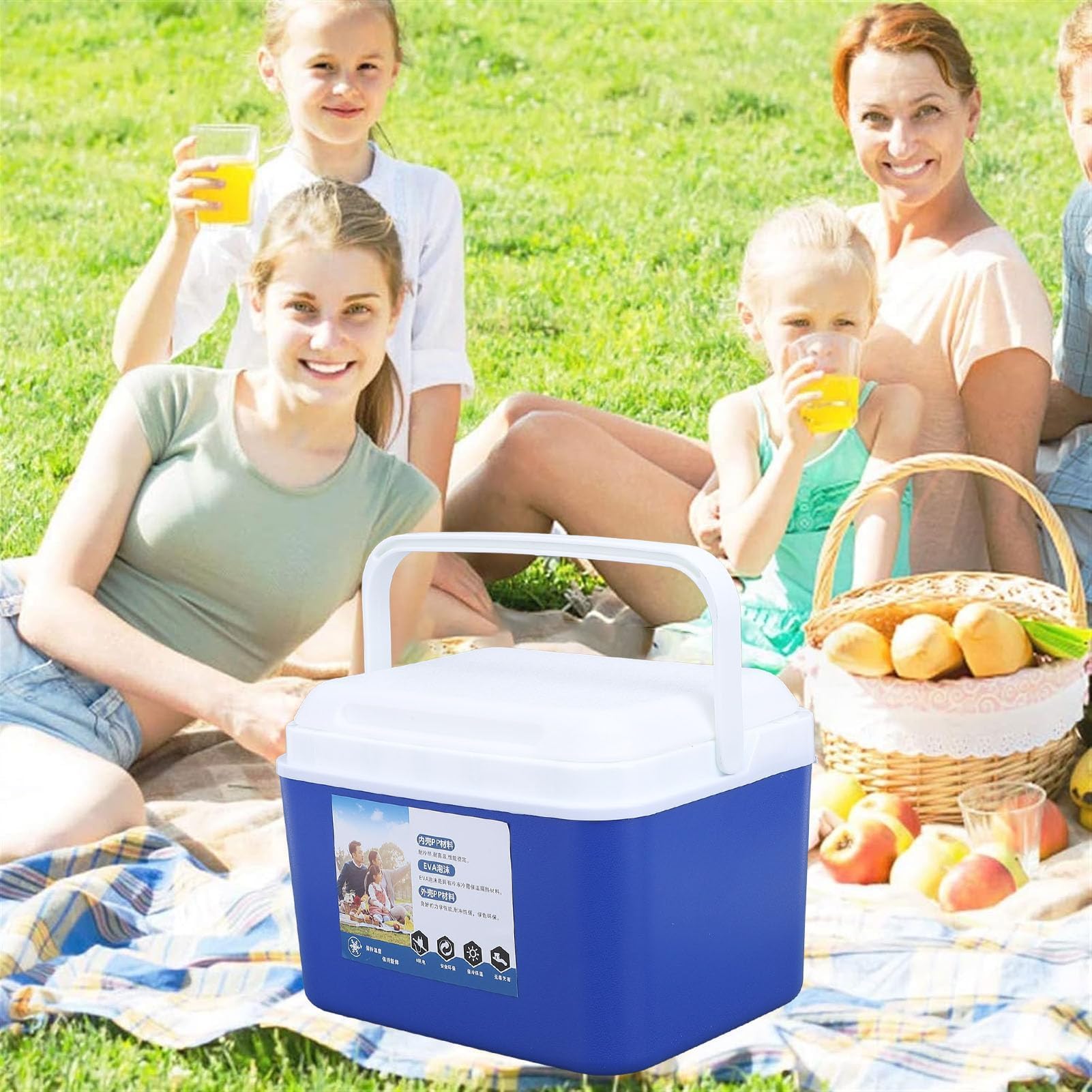 Caja de hielo grande aislada de 5 litros para viajes, camping, picnic, pescado, caja térmica aislada, funda rígida que mantiene la frescura de la comida y la bebida fresca