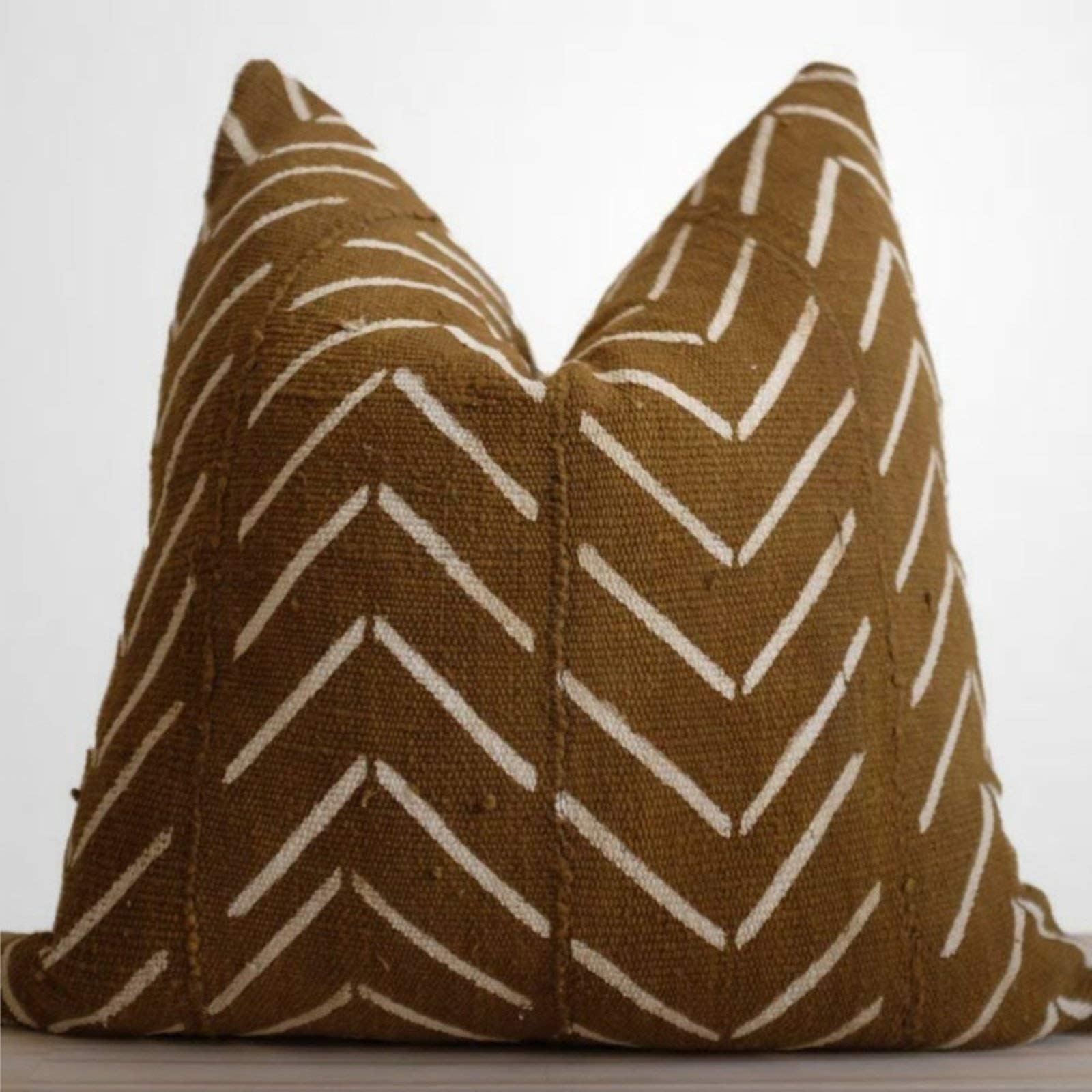 Byron Hoyle Brown African Mud Cloth Pillow Fits Throw Pillow Cover Linen Square Pillow Case Cushion Cover Pillowcase With Zipper Home Decor 18X18 Inch