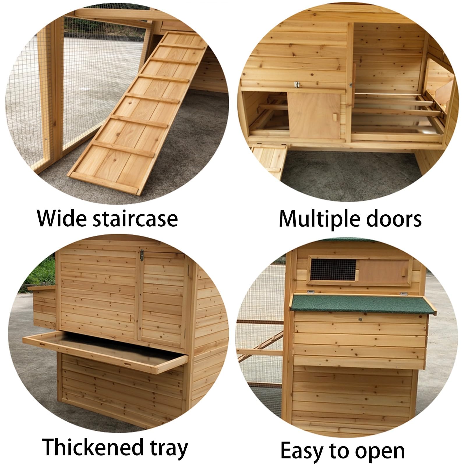 Kaninchenstall Holz Kaninchenstall mit Rampe Outdoor Hasenkäfig Wasserdicht Asphaltdach Geflügelkäfig für Kaninchen, Meerschweinchen und Hühner