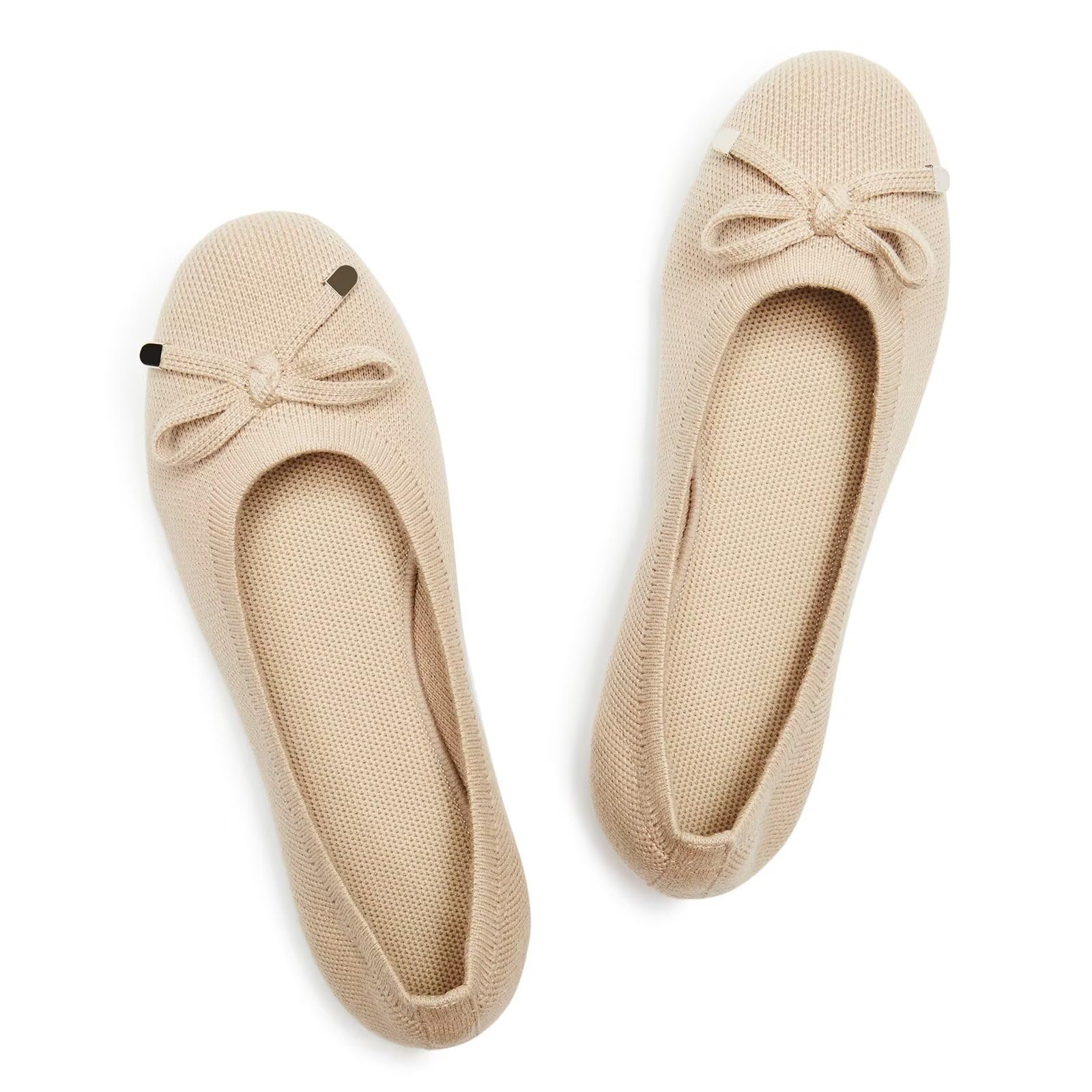 Frank Mully Women's Ballet Flats Round Toe Walking Flats Slip On Work Shoes Knitted Flats Shoes for Woman Soft Lightweight