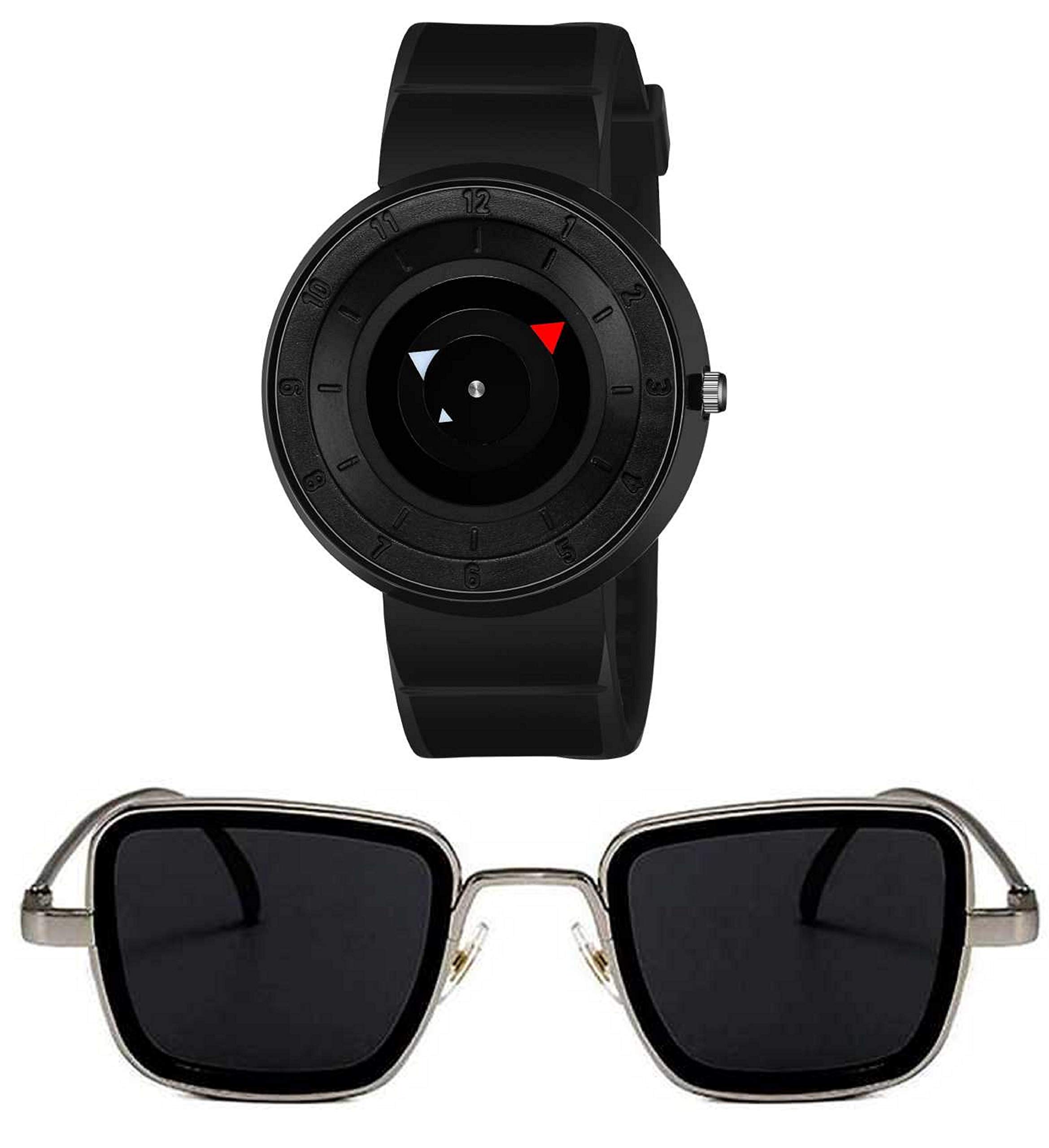 BID Analogue Round Black Dial Unique Pointers Watch for Boys and Kabir Singh Sunglasses for Boys & Mens (B08QR74RZW) Amazon Price History, Amazon Price Tracker