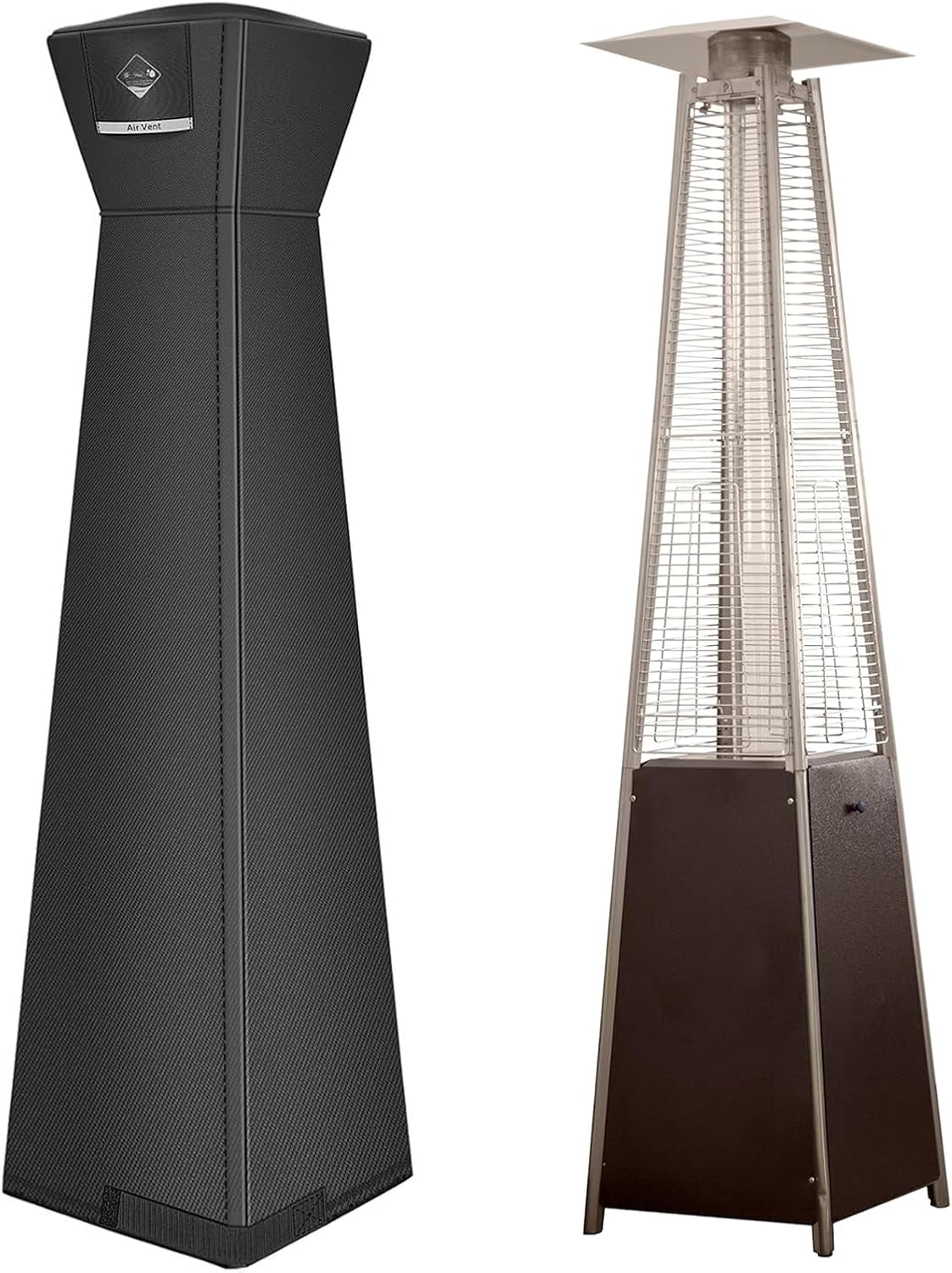 QH.HOME Pyramid Patio Heater Covers, [2025 Upgraded Tear-Resistant Fabric] Waterproof with Robust Zipper,Dustproof/Wind/Sunlight/Snow-Resistant,(90" H x 23" L x 23" W,Black) 1 Pack - 90"H x 23"D x 23"B Black