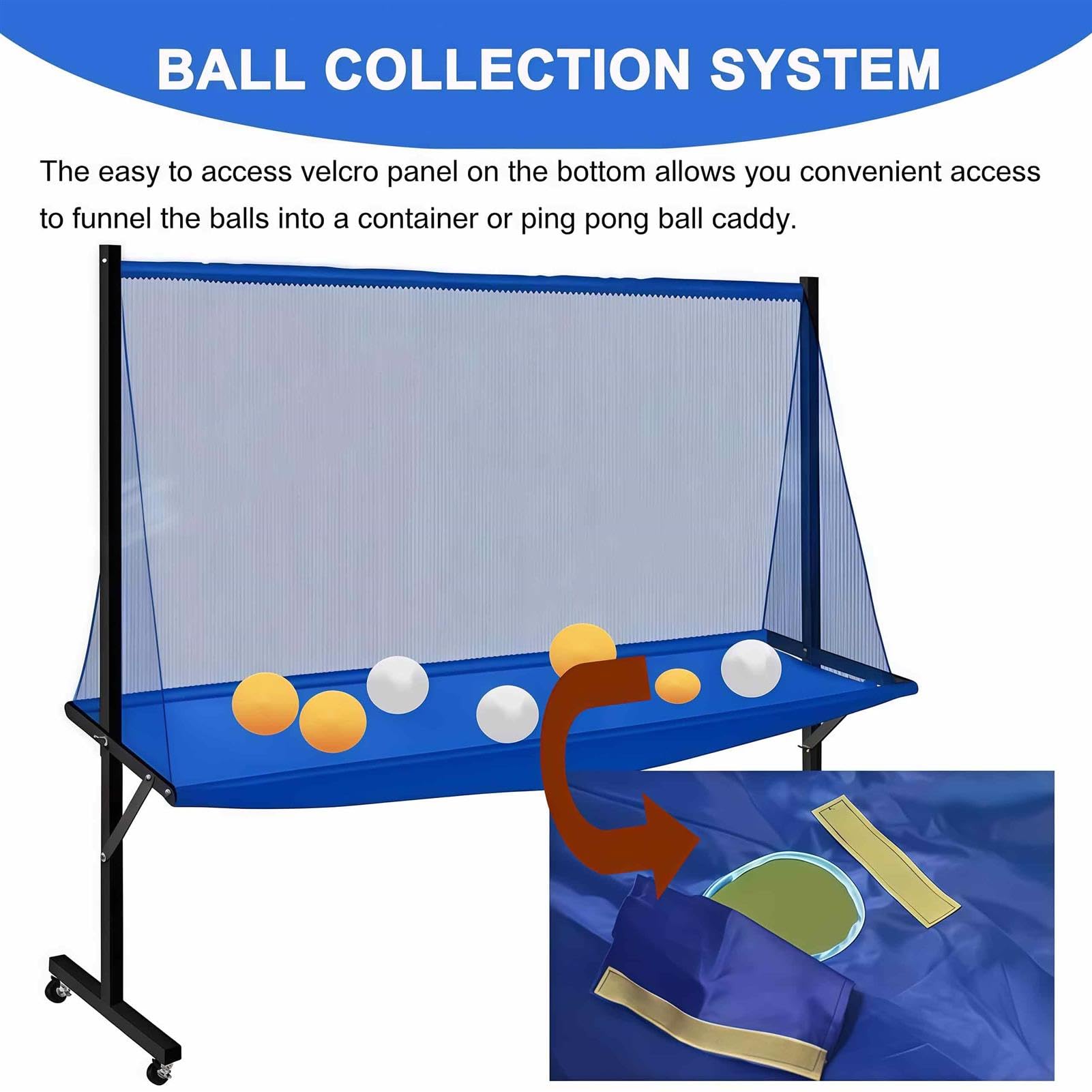 Rete di cattura per palline da ping pong, rete pratica di rotolamento per allenamento multi-palline, collettore portatile per palline da ping pong per trapani