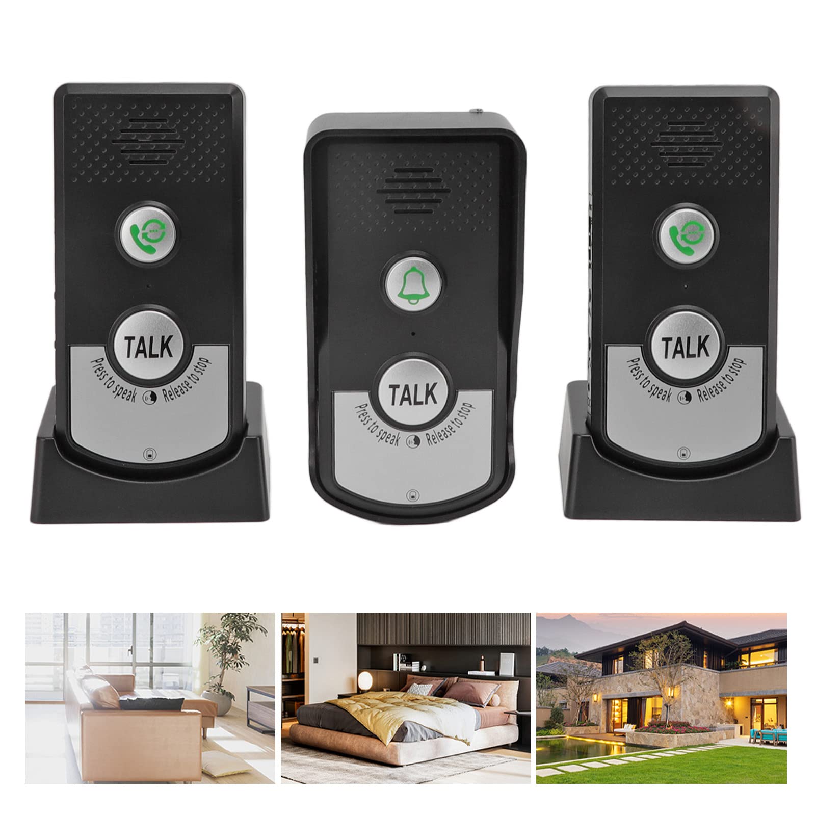 Timbre de Intercomunicador de Voz, 1000 M Carga USB Timbre de Llamada Inalámbrico Inteligente Kit de Intercomunicador de Timbre Inalámbrico Impermeable para Oficina en Casa