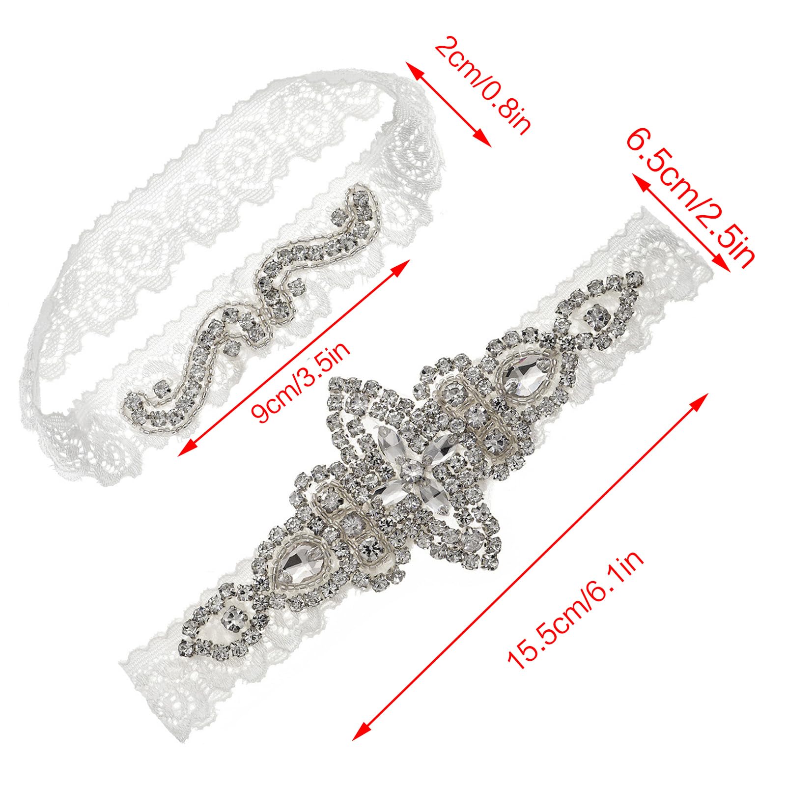 Yanstar Giarrettiera Da Sposa In Pizzo Elasticizzato Con Strass E Perle - Ricordo Matrimonio Oro Rosa