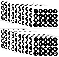 Vista 9 de 50 hojas de pegatinas de números del 1 al 200 de 0.4 pulgadas, pegatinas pequeñas de números, 25 juegos de pegatinas consecutivas autoadhesivas