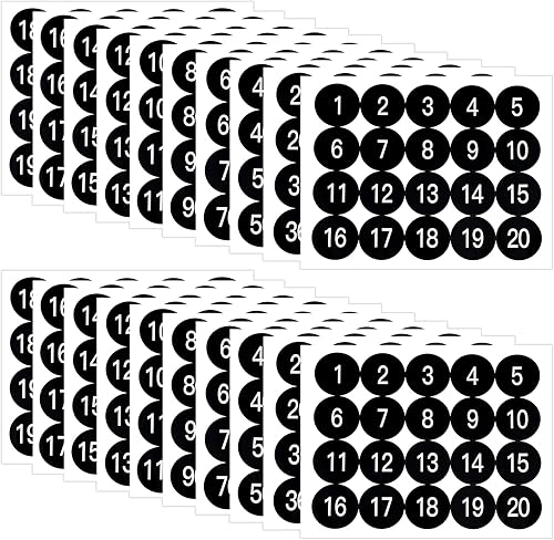 Miniatura 9 de 50 hojas de pegatinas de números del 1 al 200 de 0.4 pulgadas, pegatinas pequeñas de números, 25 juegos de pegatinas consecutivas autoadhesivas