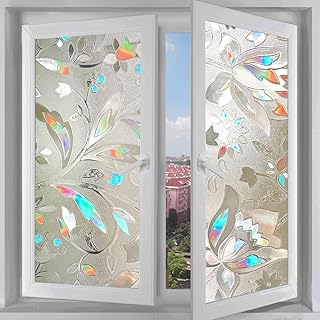Window Privacy Film 3D Tulip Window Clings Stained Glass Window Sticker No Glue Window Coverings Film Self-Adhesive Static Cling Window Film (11.8' x 78.7')