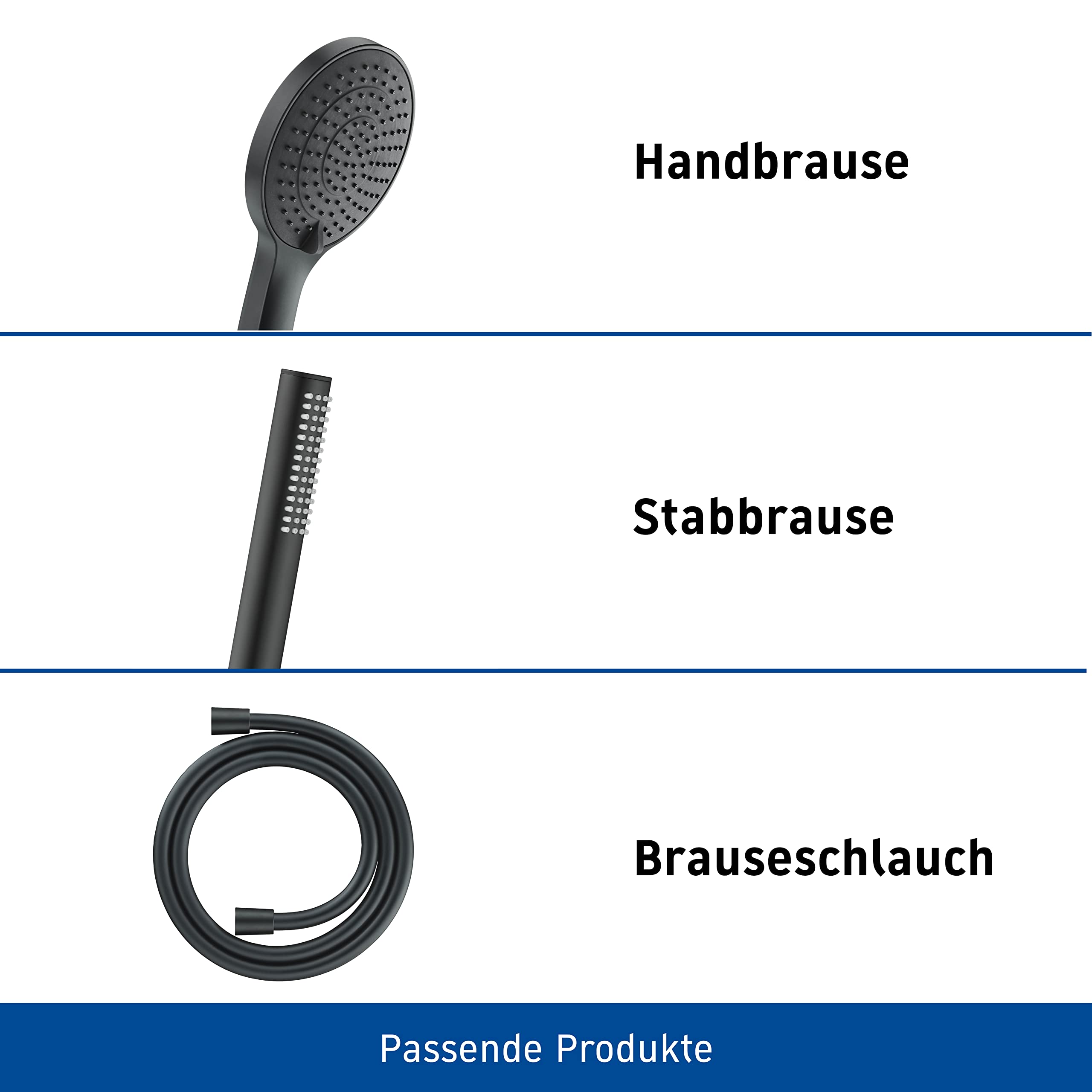 Duravit Universal Brausehalterung, Duschkopfhalterung für Handbrausen, Brausehalter eckig, Schwarz Matt