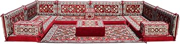 arabicsofa U Shaped Traditional Floor Sofa Majlis Seating Modular Turkish Moroccan Jalsa Set with Washable Covers