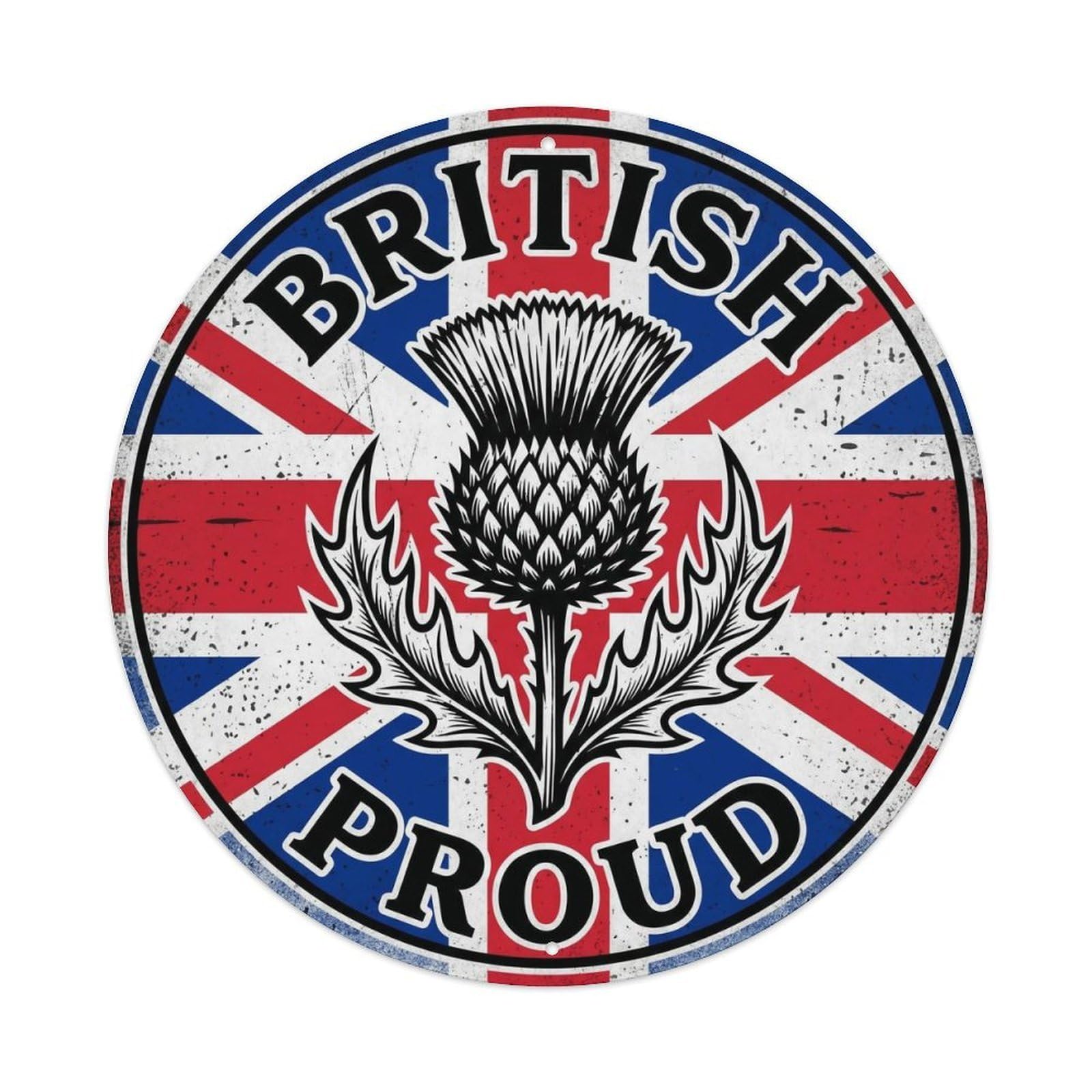 Olhnbad Style British Proud Thistle Botanical Heritage Emblem Metal Tin Sign