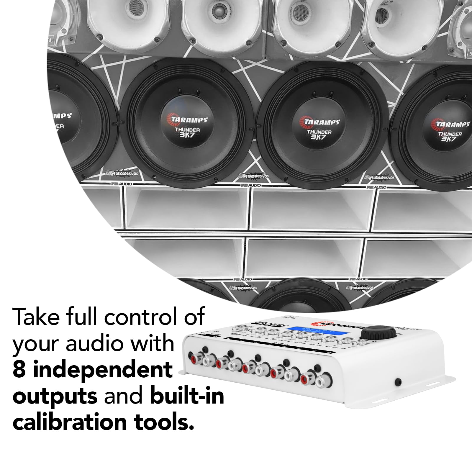 Taramps Pro 2.8S White - Ecualizador de procesador de audio de 8 vías