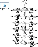 Vista 4 de ZOBER Paquete de 3 perchas para faldas de 6 niveles con clips, perchas para pantalones con clips que ahorran espacio, organización de armario