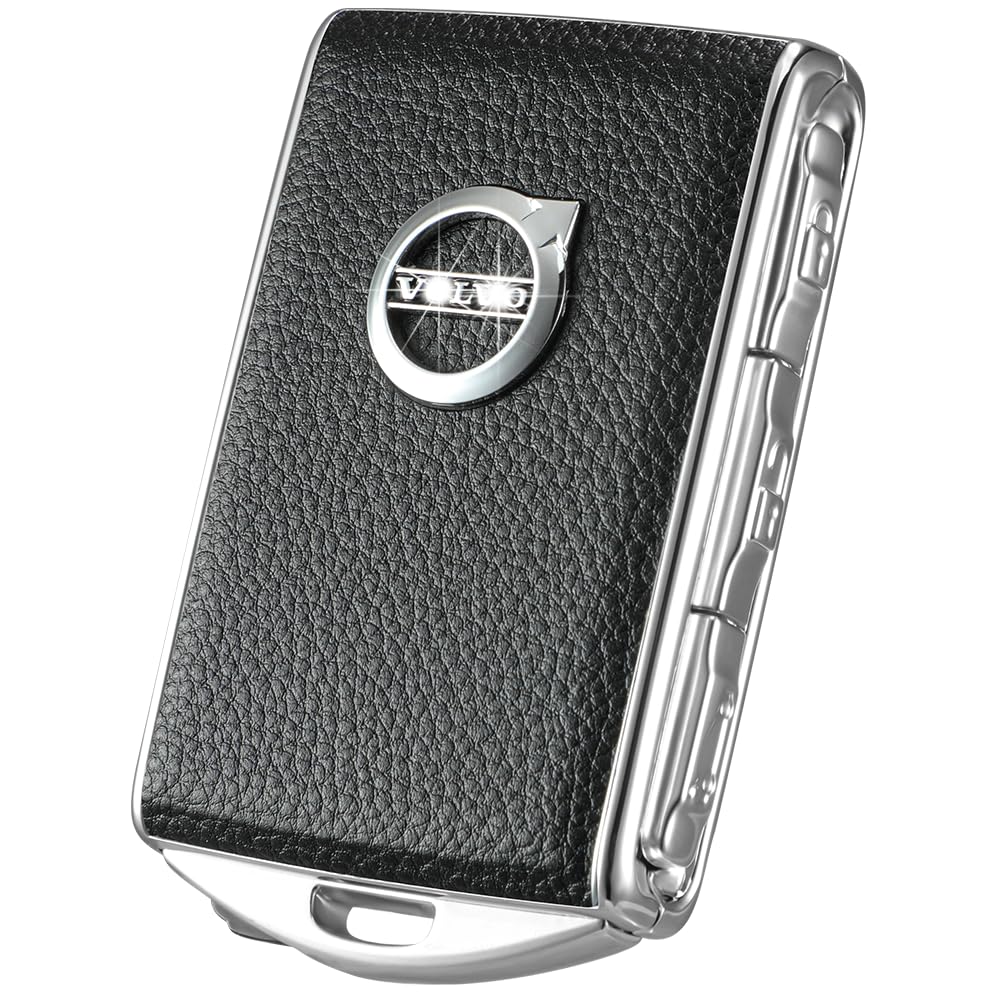 Car Key Fob Cover for Volvo XC90, XC60, XC40, S60, S90, V90, Zinc Alloy Frame Leather Surface