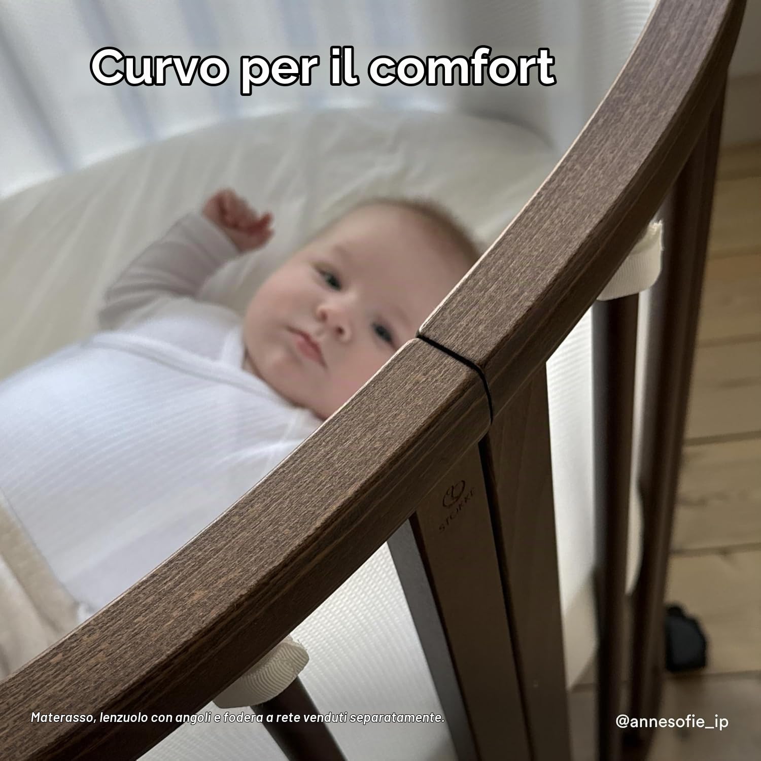 Stokke Letto Sleepi, Warm Brown - Letto ovale adatto dalla nascita fino ai 5 anni - Regolabile, elegante e flessibile - Telaio robusto in legno di faggio