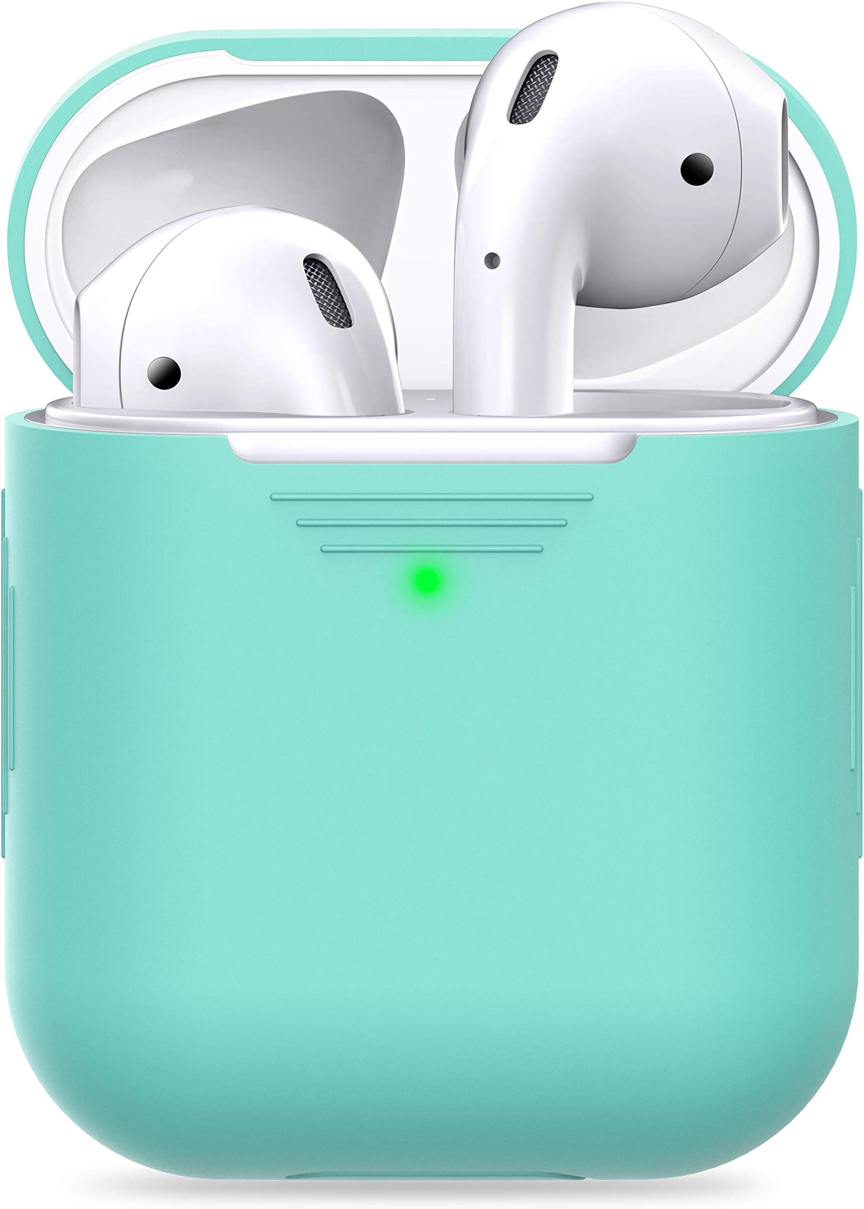 KeyBudz AirPods 2 & 1 Case [Front LED Visible] Protective Silicone Cover and Skin Compatible with Apple AirPods (Without Carabiner, Diamond Blue)