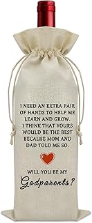 Sazuwu Godparents Proposal Gift Wine Bags for Wine Bottles Will You Be My Godparents Godmother Godfather Baptism Christening Gift from Godchild