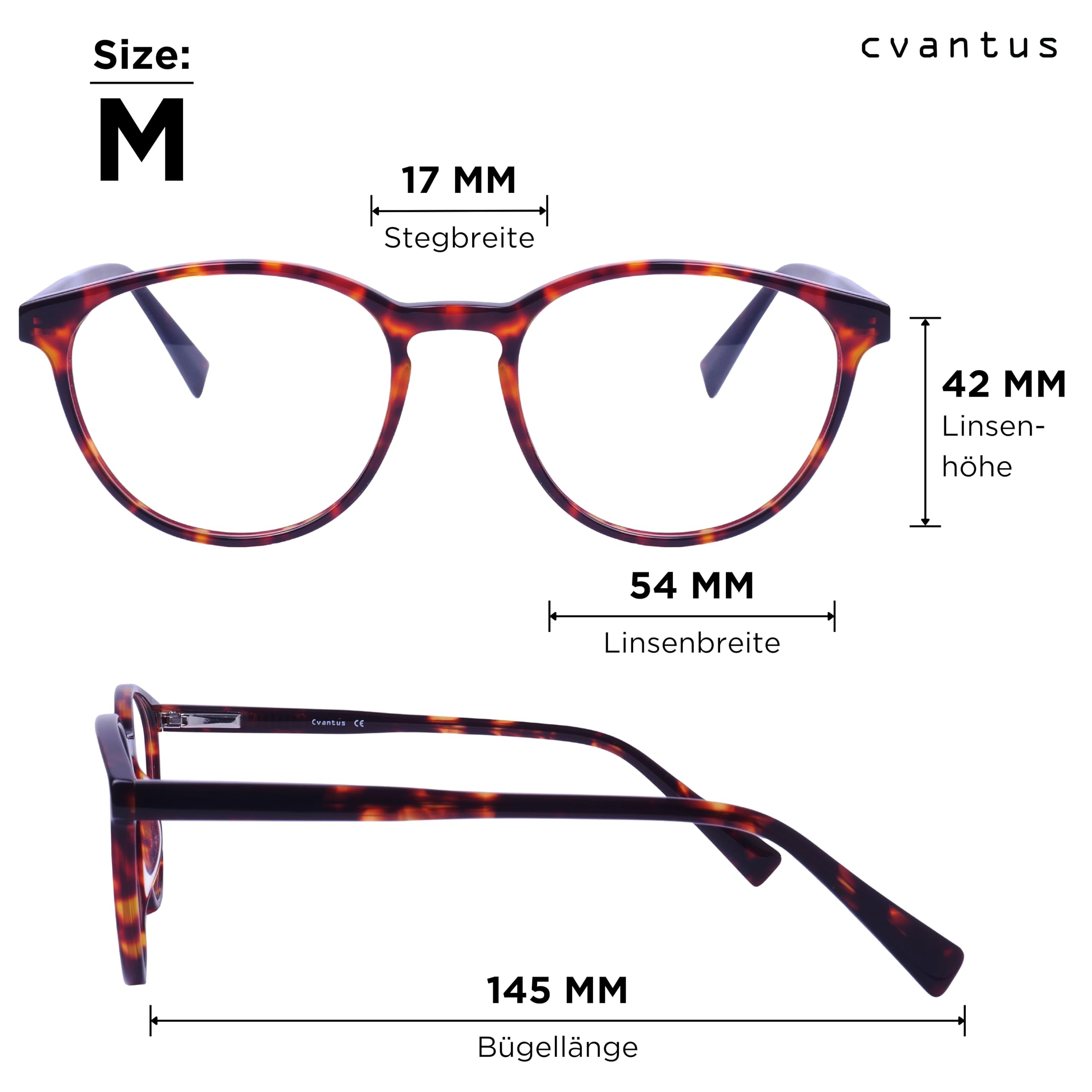 Cvantus Premium Blaulichtfilter Brille Herren & Damen | Blaulicht- und UV-Blocker, Antireflex, Antistatisch | Tortoiseshell Blaulichtfilter Brille Rund| Verschreibungsqualität - Gemacht von Optikern