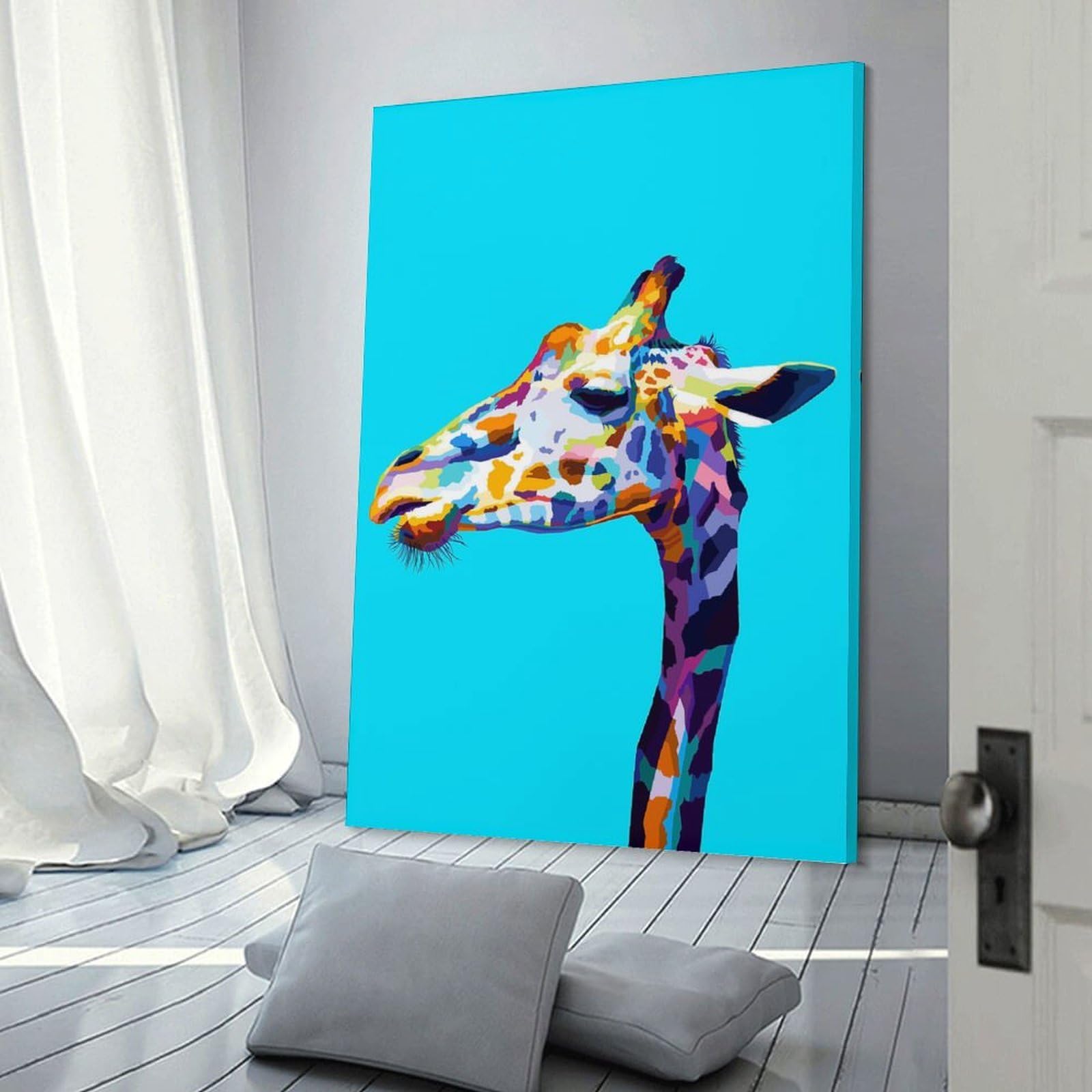 Junmoney Giraffe Pop Art Home Decor Wall Art, 16x24inch(40x60cm), for Lounge, Bedroom Or Personal Spaces, Gift Idea for Housewarming And Birthdays