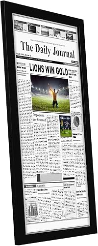 Miniatura 5 de Americanflat Marco de periódico negro de 11 x 22 pulgadas, marco de cubierta de artículos de medios surtidos con cubierta de plexiglás y accesorios