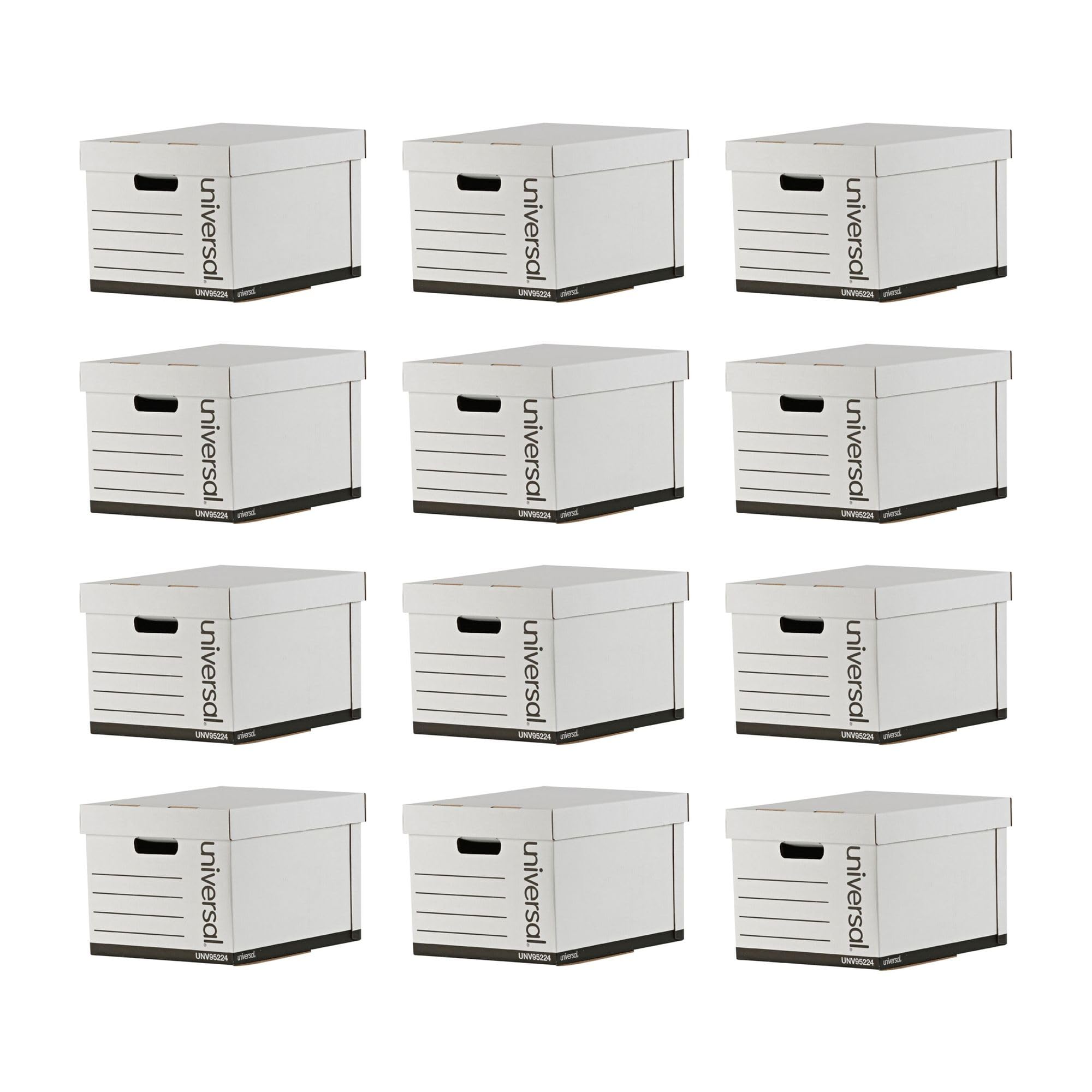 Universal 95224 Heavy-Duty Fast Assembly Lift-Off Lid Storage Box Letter Legal White Case of 12