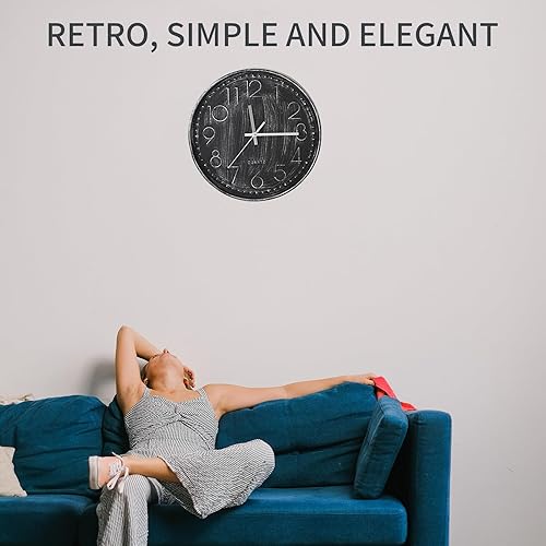 Miniatura 2 de FP-FG-01 - Reloj de pared de 12 pulgadas, reloj de pared silencioso vintage, reloj moderno, sin tictac, energía de batería, adecuado para el hogar,