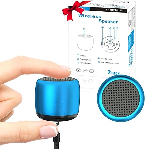 Vista 8 de SEVENKA 2 mini altavoces, altavoz inalámbrico pequeño portátil de 3 W con cordón, resistente al agua, emparejamiento estéreo inalámbrico, mini Negro
