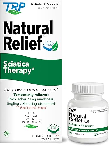 Comprimidos de disolución rápida para la ciática de The Relief Products - Ingredientes activos 100 % naturales - 70 comprimidos