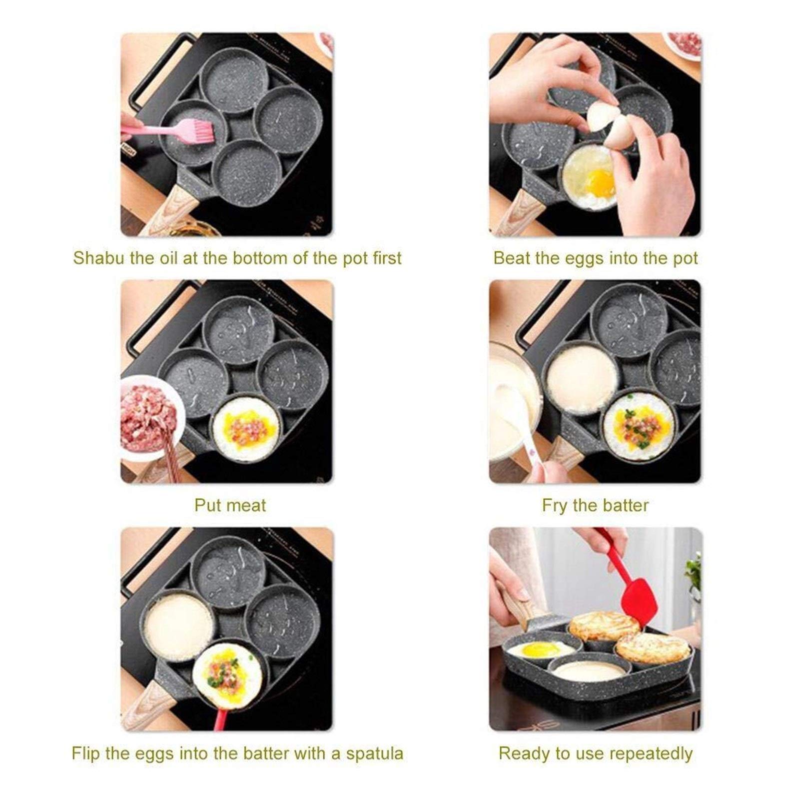 Amazon.co.jp: 目玉焼きフライパン、アルミ4カップ卵フライパン、ノン