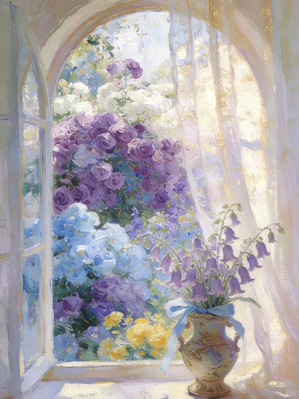 Henypt Cross Stitch Kits Flower Oil Painting DIY Needlepoint Set for Beginners The Elderly with Accessories Home & Leisure/Gifts 14CT 50x70cm