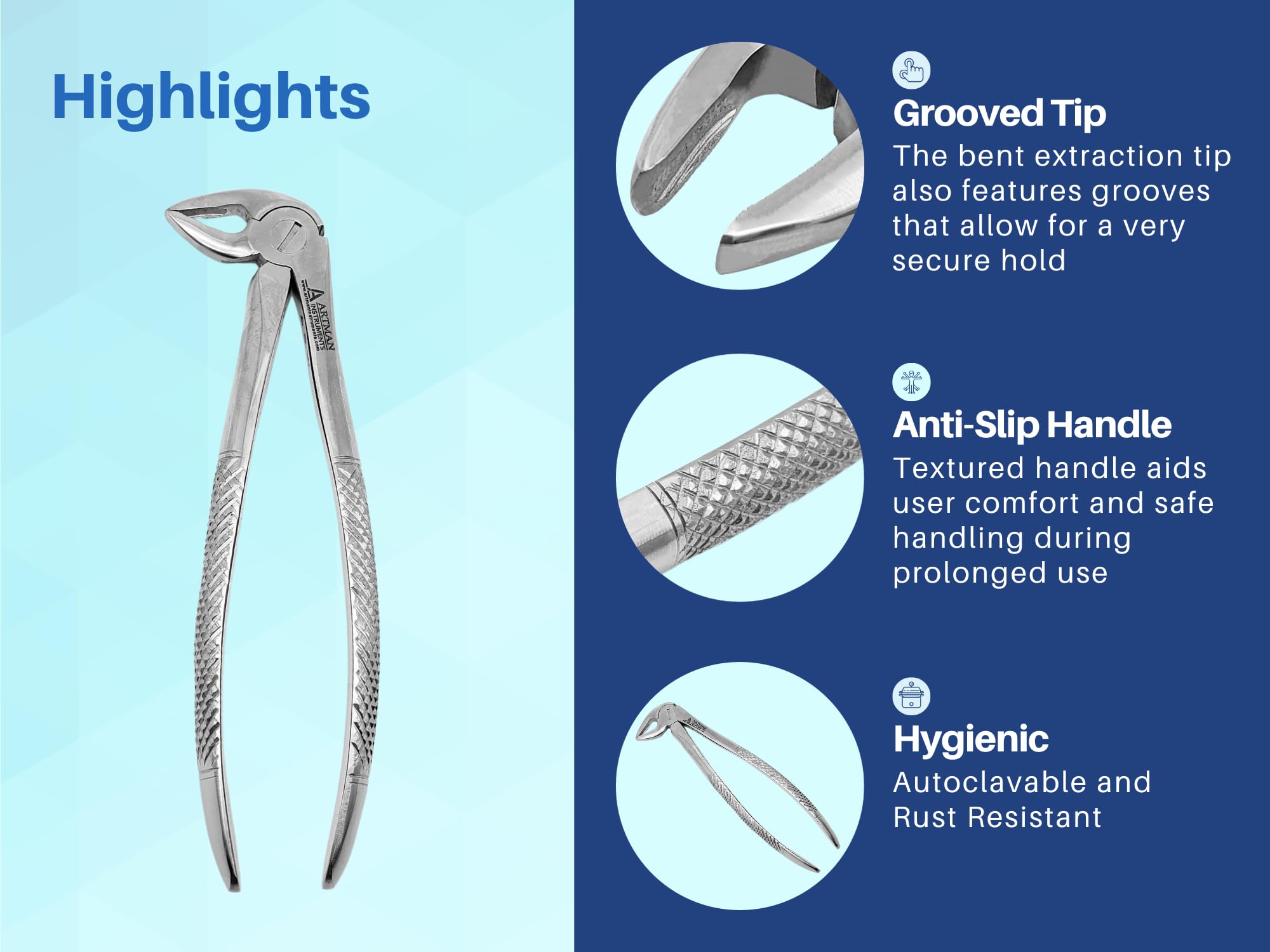Forceps D'Extraction Dentaire Chirurgical - Modèle 33A - Acier Inox - Garantie 3 Ans - Neuf