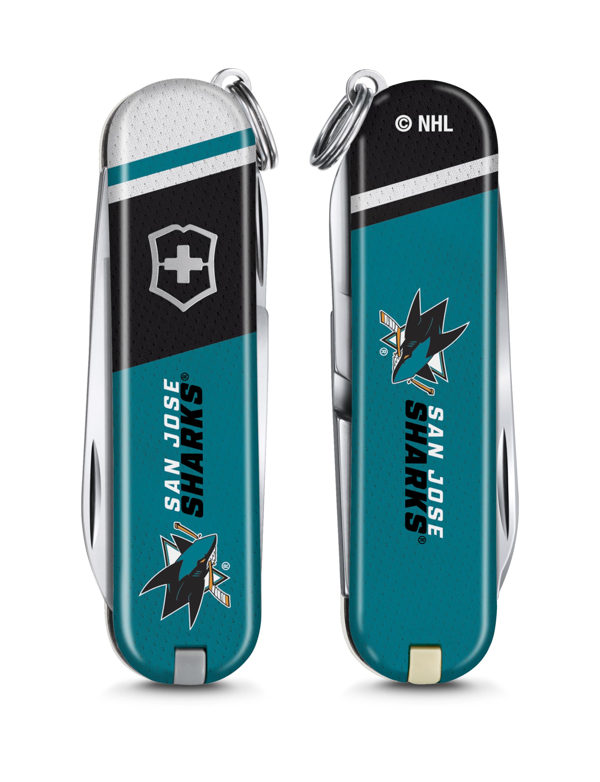 Victorinox Classic SD Swiss Army Knife – Compact 7 Function Swiss Made Pocket Knife with Small Blade, Screwdriver and Key Ring – San Jose Sharks