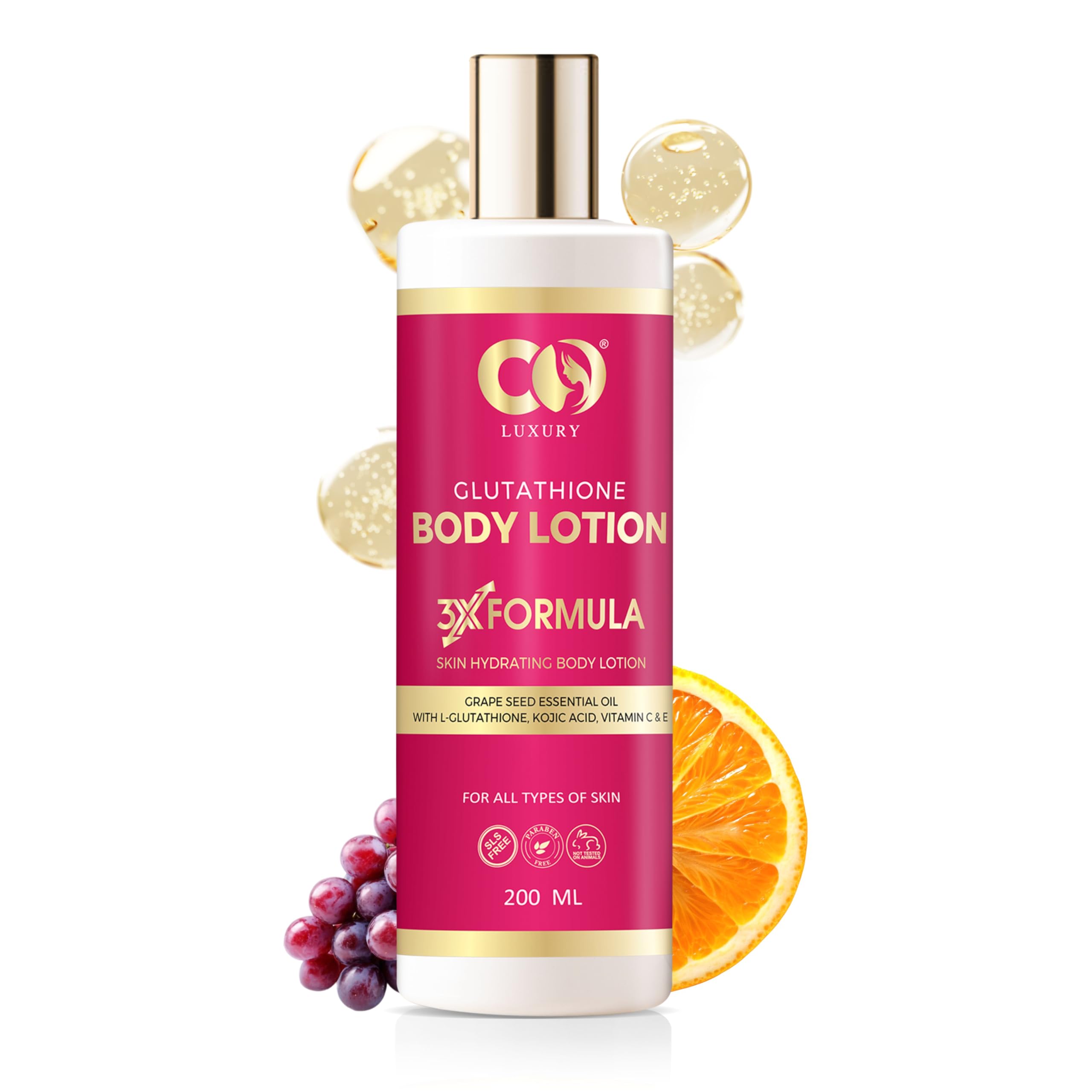 CO LUXURY L-Glutathione Body Lotion With Vitamin C & Kojic Acid | Reduces Dark Spots | Skin brightening Formula | All Skin Types | For Men & Women | 200 ML