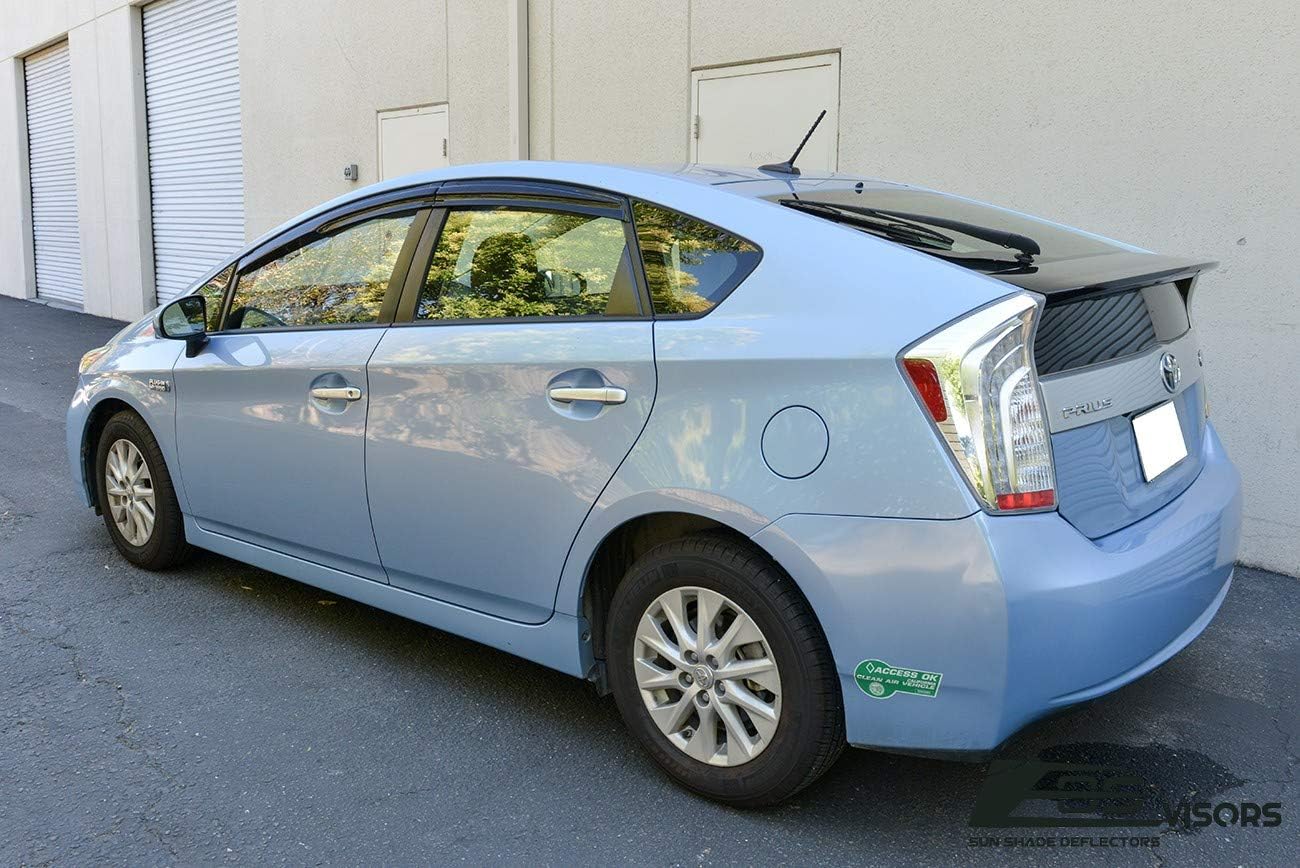 Extreme Online Store Replacement for 2010-2015 Toyota Prius | EOS Visors JDM Mugen Style Smoke Tinted Side Vents Rain Guard Window Deflectors