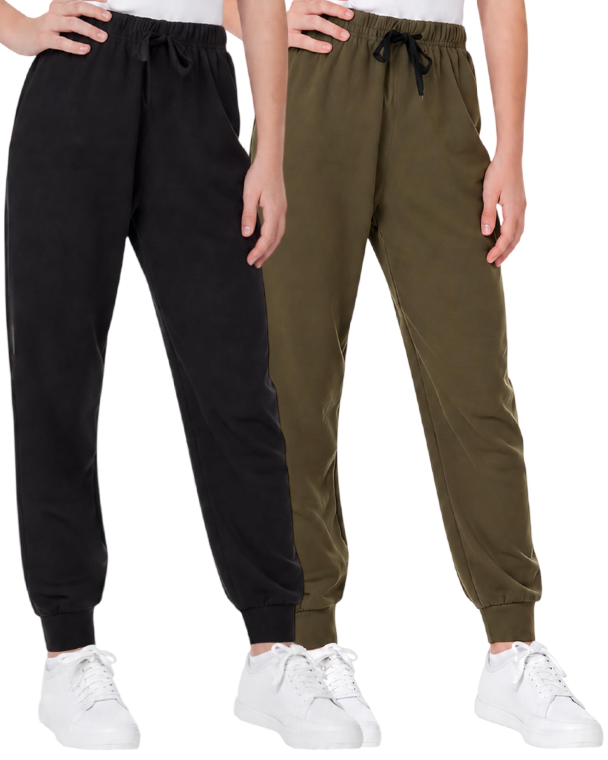 Sweet Hearts Girls Sweatpants - 2 Pack Soft Fleece Athletic Performance Jogger Girls Pants: Made in USA (Sizes 5-18)
