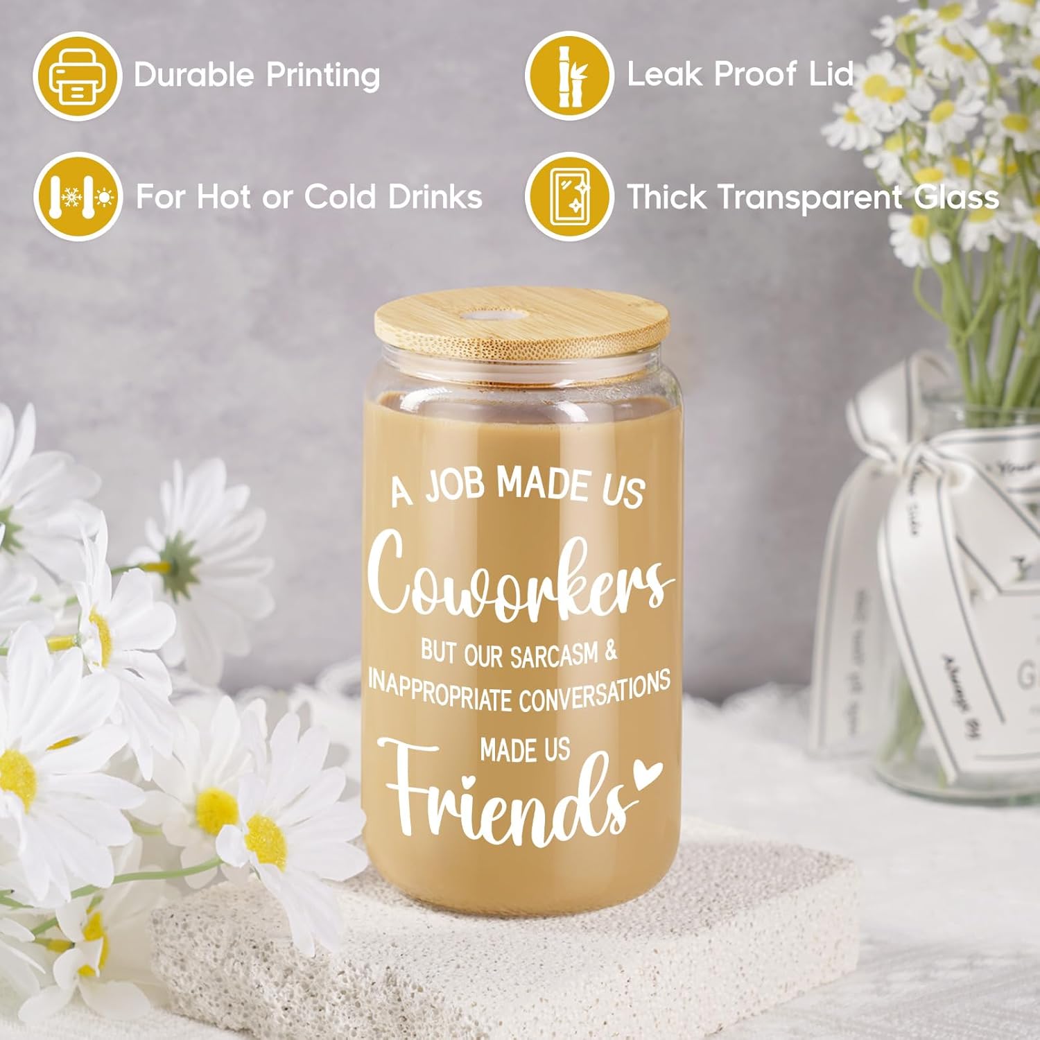 Fairy's Gift Coworker Friendship Glass Coffee Cup, Birthday Gifts for Women Friendship, Funny Coworker Gifts for Women Men Work Friends - Valentines, Going Away Presents for Office Friend Bestie Boss - Image 2