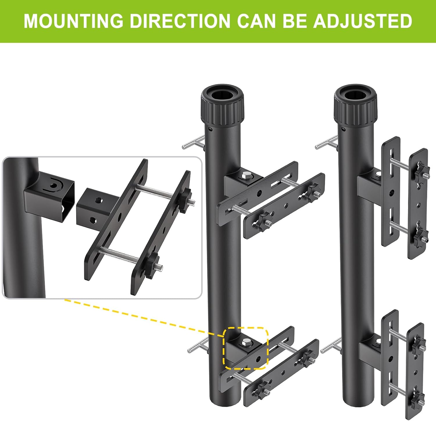 Dolibest Heavy Duty Patio Umbrella Holder, Space Saver Umbrella Holder, Adjustable Umbrella Deck Mount for Railing, Full Welded Construction-Sturdy and Easy to Install for Patio, Deck, Poolsid